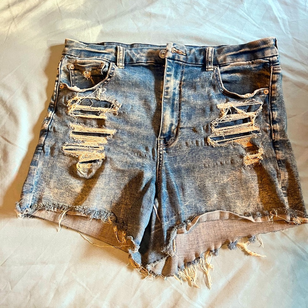 American Eagle Tea Dyed Distressed Denim Shorts
